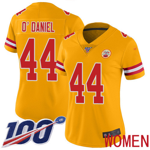 Women Kansas City Chiefs 44 ODaniel Dorian Limited Gold Inverted Legend 100th Season Nike NFL Jersey